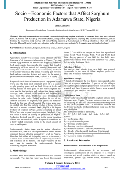 Socio – Economic Factors that Affect Sorghum Production in