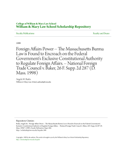 Foreign Affairs Power -- The Massachusetts Burma Law is Found to