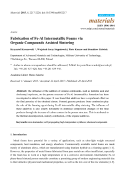 Fabrication of Fe-Al Intermetallic Foams via Organic Compounds