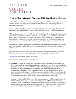 Voting Restrictions in Place for 2016 Presidential Election