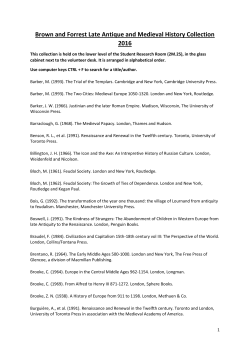 Brown and Forrest Late Antique and Medieval History Collection 2016