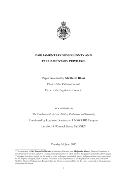 Parliamentary Sovereignty and Parliamentary Privilege