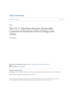 The UCC Merchant Sections: Reasonable Commercial Standards of
