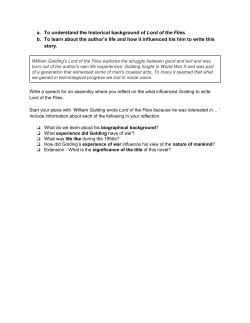 a. To understand the historical background of Lord of the Flies. b. To