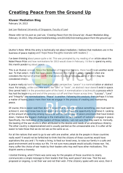 Creating Peace from the Ground Up