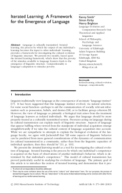 Iterated learning. A framework for the emergence of