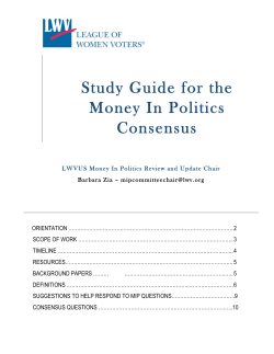 Study Guide for the Money In Politics Consensus