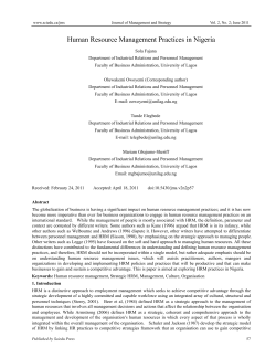 Human Resource Management Practices in Nigeria