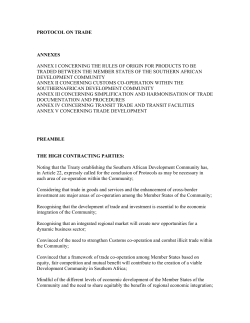 The SADC trade protocol(Annexes I to V)
