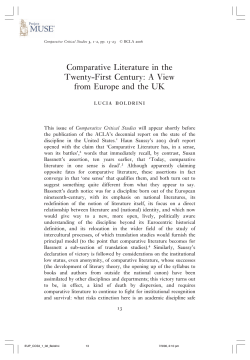 Comparative Literature in the Twenty