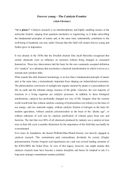 Forever young &ndash; The Catalysis Frontier - Max-Planck