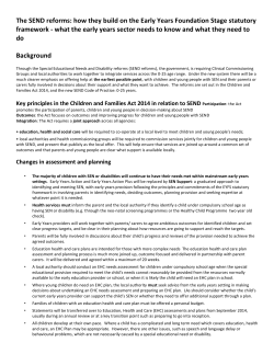 The SEND reforms: how they build on the Early Years Foundation