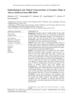 Epidemiological and Clinical Characteristics of Scorpion Stings in