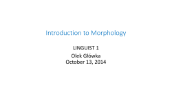 Introduction to Morphology