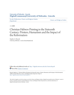 Christian Hebrew Printing in the Sixteenth Century: Printers