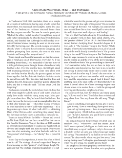 2015 &ldquo;Cups of Cold Water (Matt: 10:42) &hellip; and Twelveacres&rdquo;