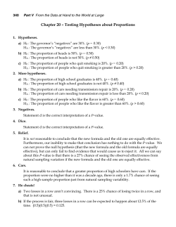 Chapter 20 &ndash; Testing Hypotheses about Proportions