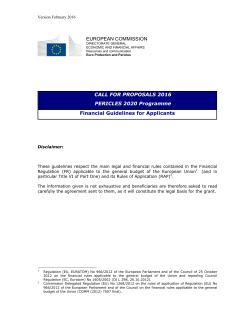 EUROPEAN COMMISSION CALL FOR PROPOSALS 2016