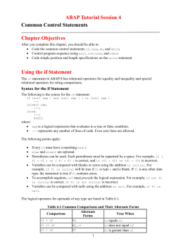 Session 4 ABAP Tutorial