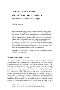 The turn of audiovisual translation