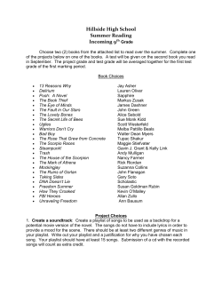 9th Grade Summer Reading - Hillside Public Schools