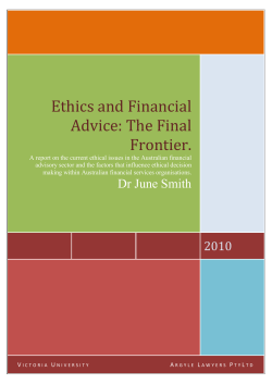 Ethics and Financial Advice: The Final Frontier.