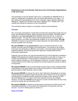 - Civil Society Task Force for UNGASS 2016