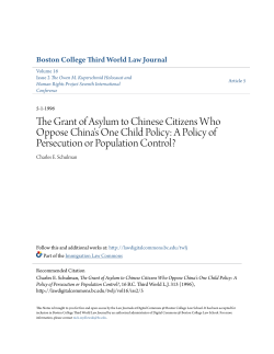 The Grant of Asylum to Chinese Citizens Who Oppose China`s One