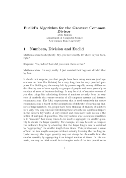 Euclid`s Algorithm for the Greatest Common Divisor