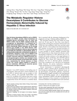 The Metabolic Regulator Histone Deacetylase 9