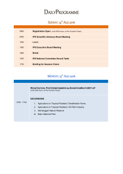 Daily Programme - 15th International Peat Congress, 2016