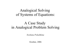 Analogical Solving of Systems of Equations: A Case Study in
