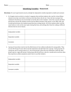 Identifying Variables - Birmingham City Schools