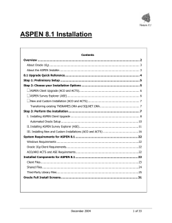 ASPEN 8.1 Installation