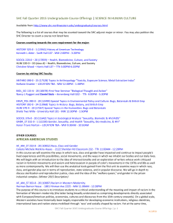 SHC Fall Quarter 2015 Undergraduate Course Offerings | SCIENCE