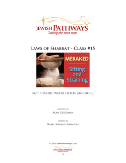 Laws of Shabbat - Class #15