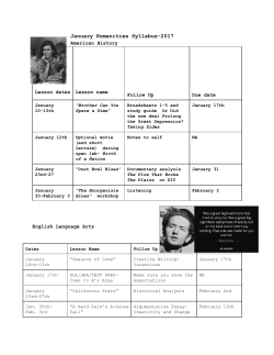 January 2017 Humanities Syllabus