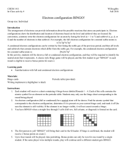 Electron configuration BINGO!
