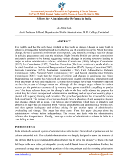 Efforts for Administrative Reforms in India