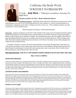Celebrate the Book Week WRITER`S WORKSHOPS
