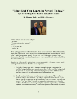 "What Did You Learn in School Today?" Tips for Getting Your Kids to