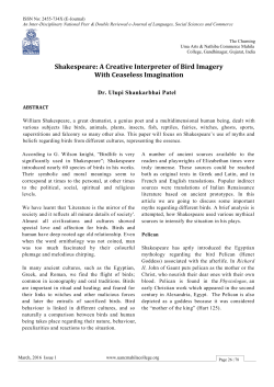 Shakespeare: A Creative Interpreter of Bird Imagery With Ceaseless