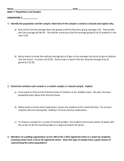 Populations and Samples Homework