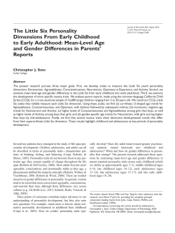 The Little Six Personality Dimensions From Early Childhood to Early