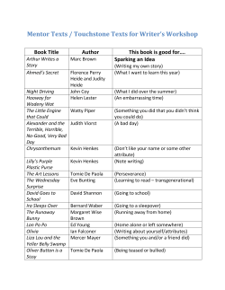 Mentor Texts / Touchstone Texts for Writer`s Workshop