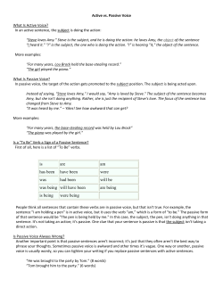 Active vs. Passive Voice - Edmonds School District