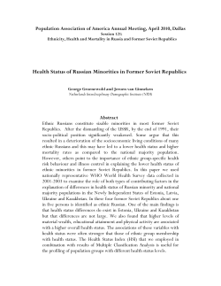Health Status of Russian Minorities in Former Soviet Republics