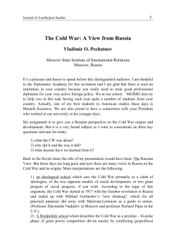 Vladimir O. Pechatnov The Cold War: A View From Russia