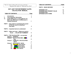NJFR Manual - Not Just for Retirement Calculator