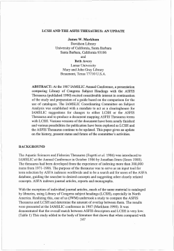 LCSH AND THE ASFIS THESAURUS: AN UPDATE James W
